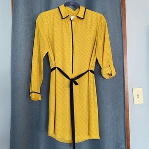 LOFT SP Collared Dress Mustard Yellow - Tie-waist